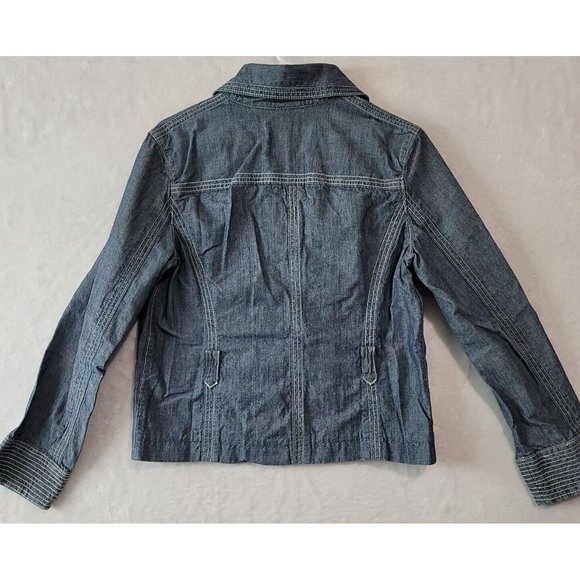 Woman's Chicos Denim Button Front Chambray Jacket W Belt Size 0 - Picture 11 of 16